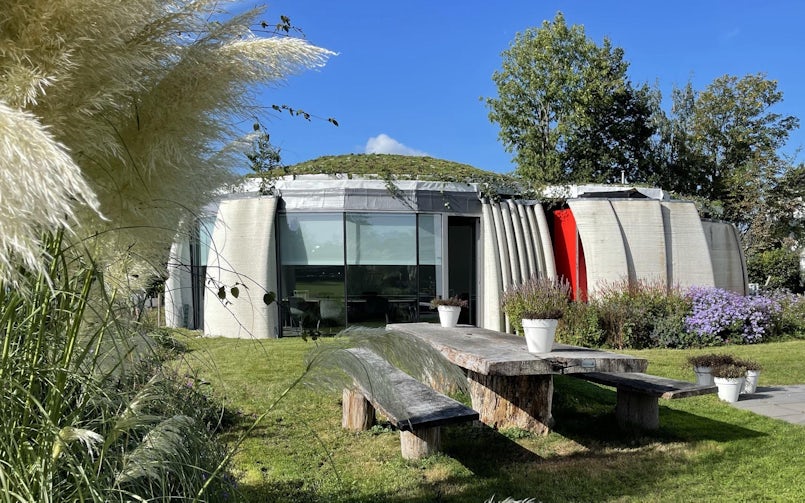 Eerste 3D-betongeprinte gebouw in Nederland (2019). Architect: Pim van Wylick, productie: CyBe Construction (foto: De Vergaderfabriek)