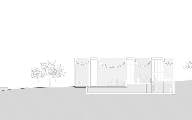Doorsnede over de geschakelde centrale, open ruimte (tekening: MORE Architecture)