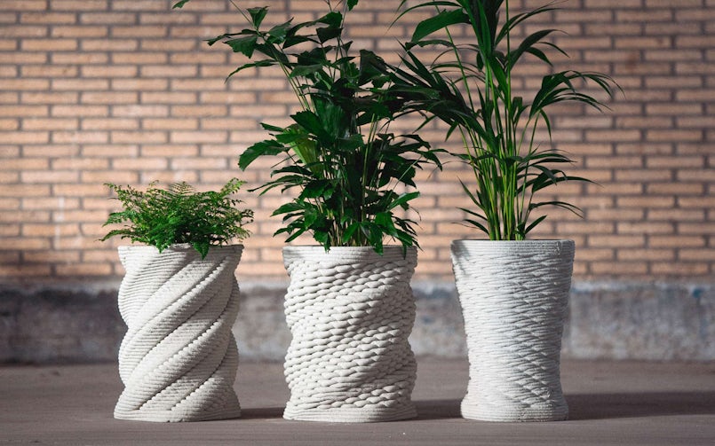 Bloempotten met verschillende structuren uit de catalogus van Vertico (foto: Vertico)
