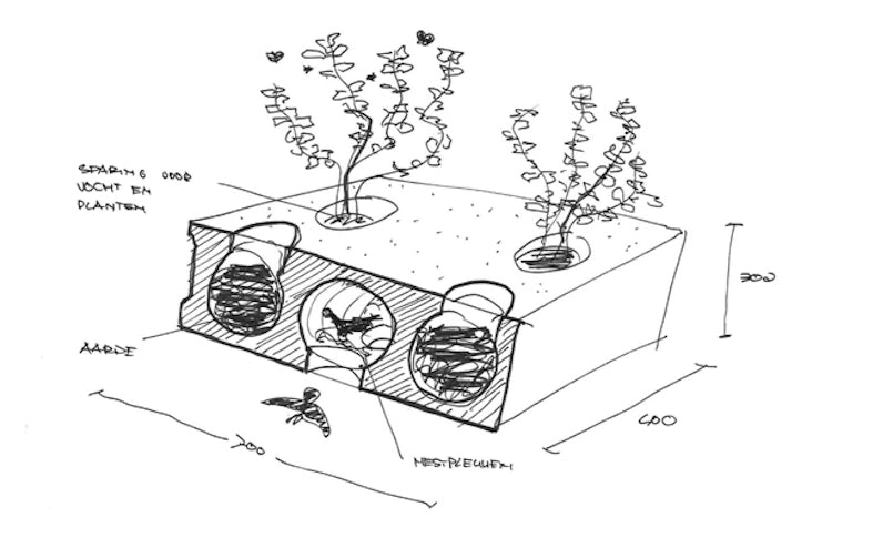 Schets van begroeide kanaalplaat, beeld door DP6 architectuurstudio Delft