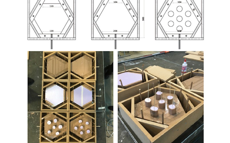 Het uiteindelijke model heeft gaten in het vlak om de verbinding te maken en is laag, zodat het een stabielere vorm is.